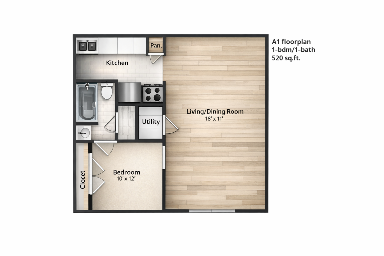 A1 - 520 Sq Ft