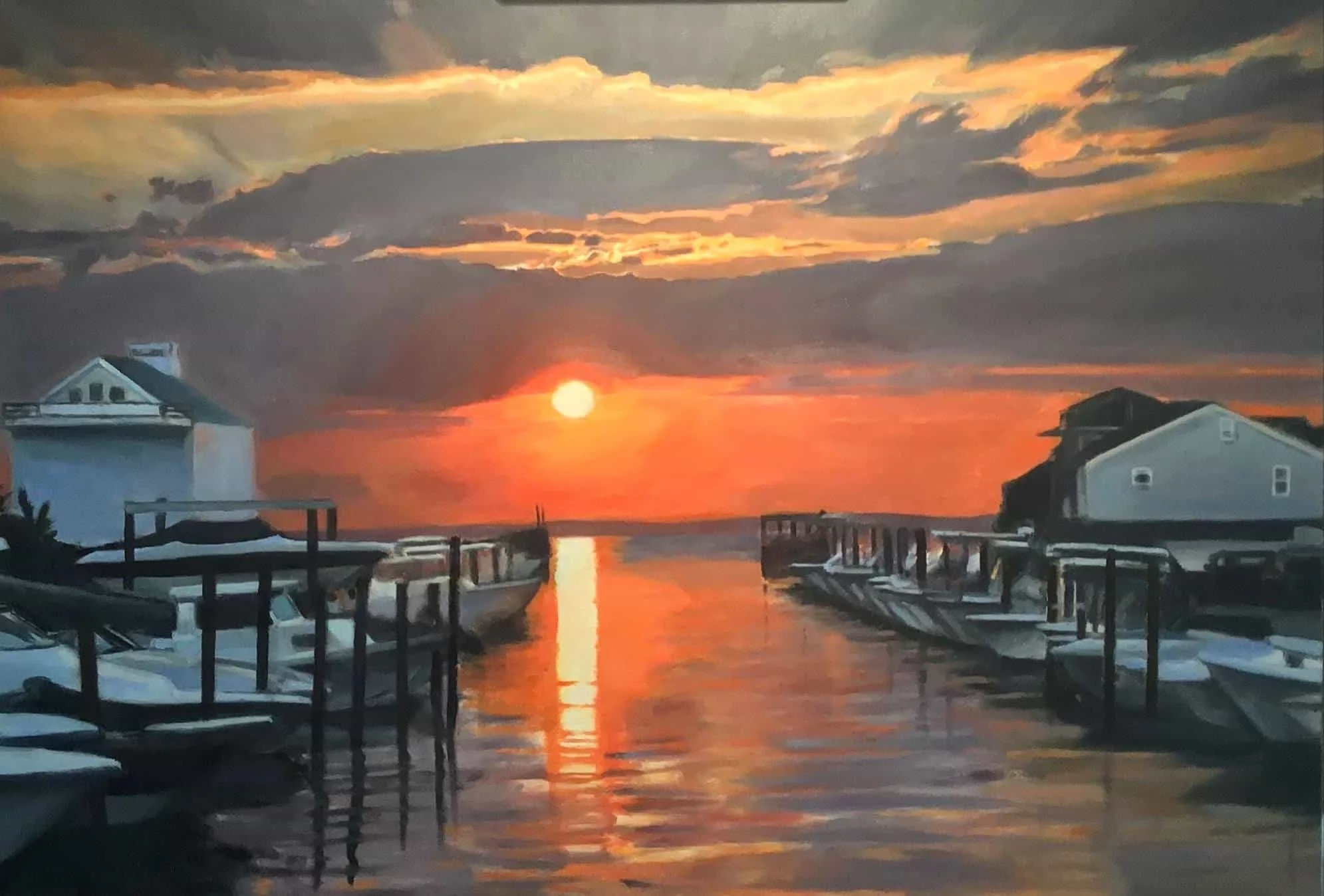 Pôr do sol na baía. Nova Jersey.