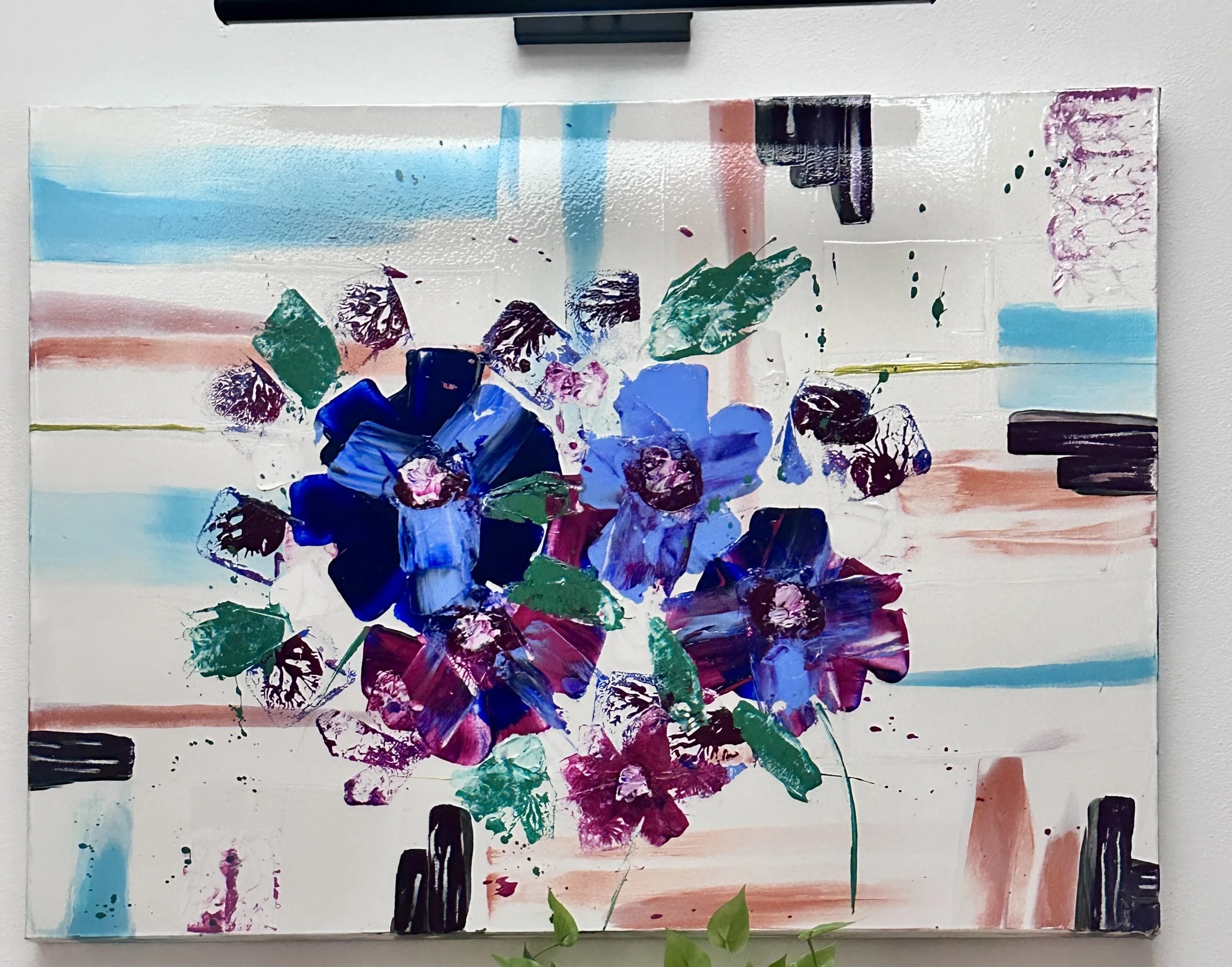 Vibrant Floral Abstract Acrylic Painting