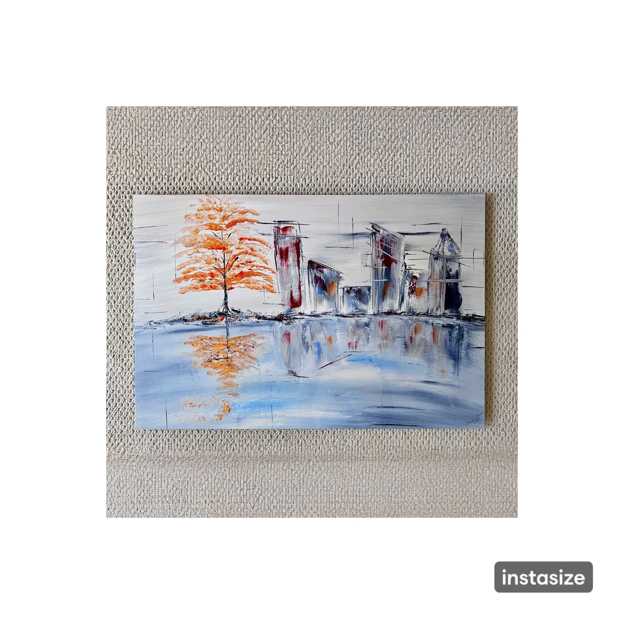 24x36 Vibrant City Reflection Acrylic metal print