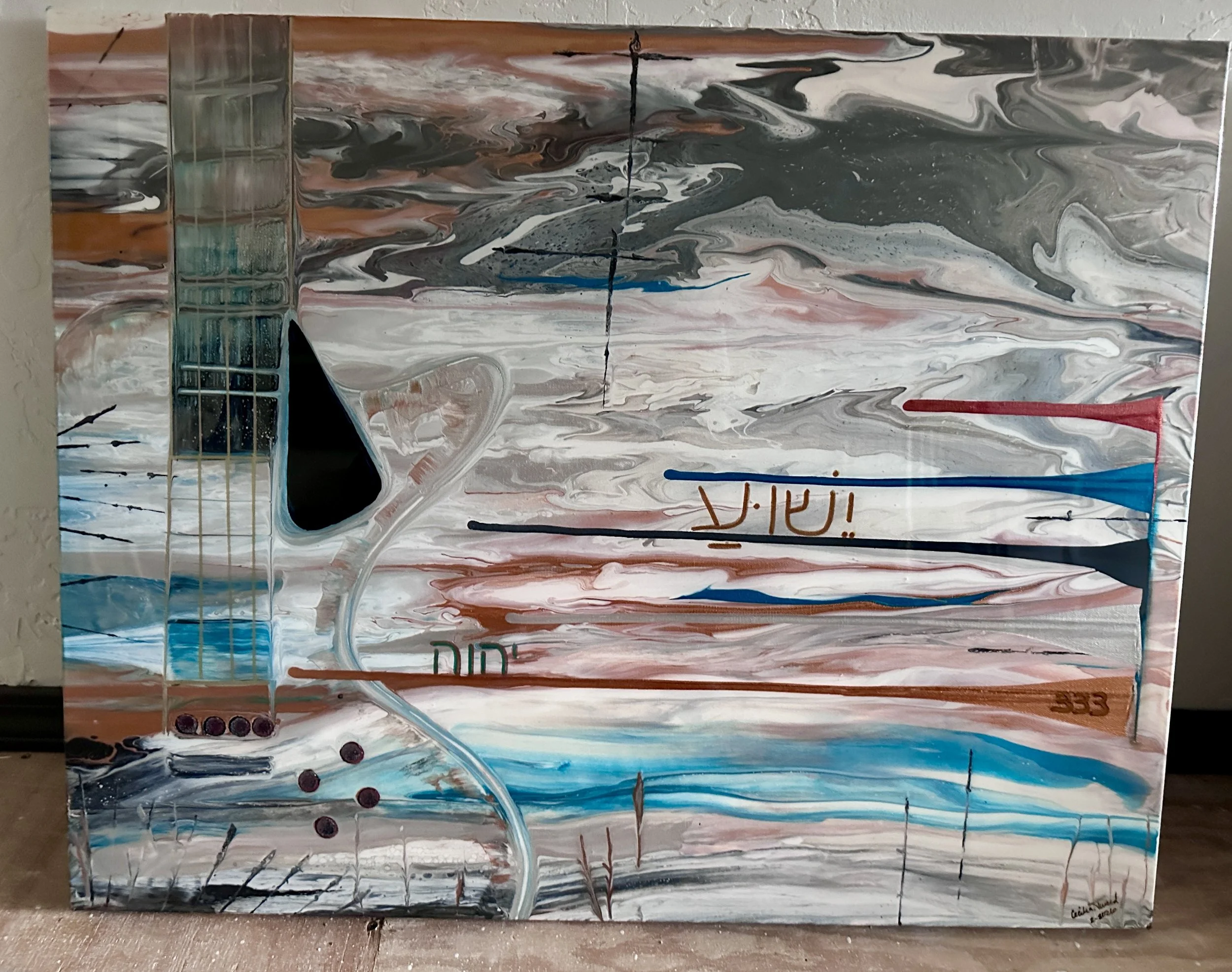 Harmonious Fusion: Abstract Guitar Painting