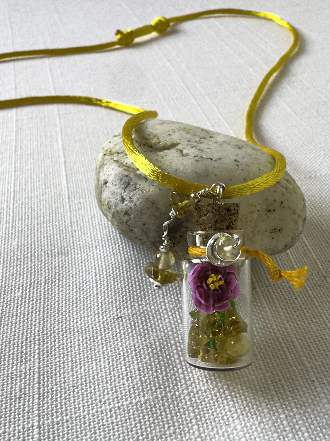 November Birth Flower Necklace-Citrine & Peony
