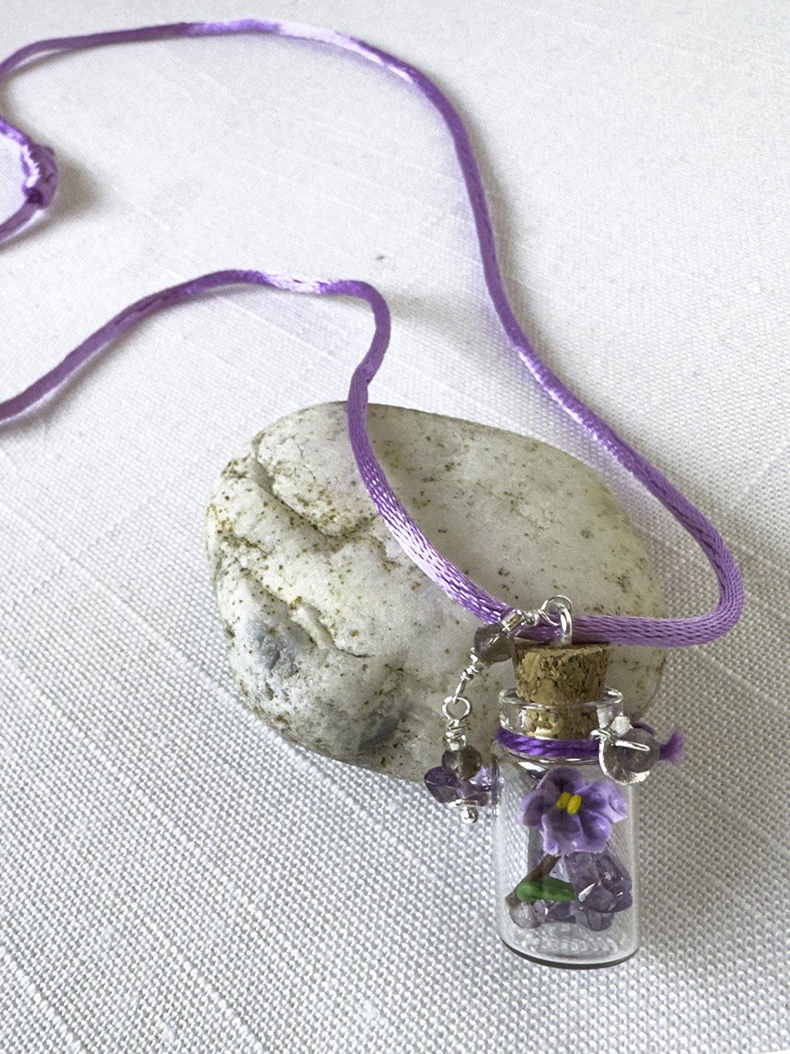 February Birth Flower Necklace-Amethyst & Violet