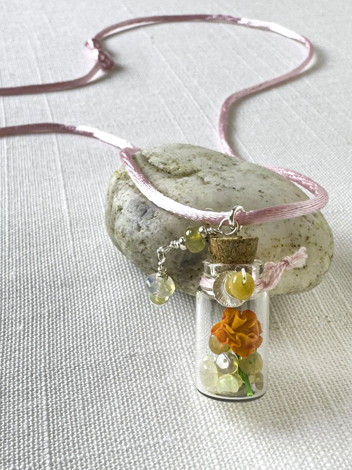 October Birth Flower Necklace-Opal & Marigold