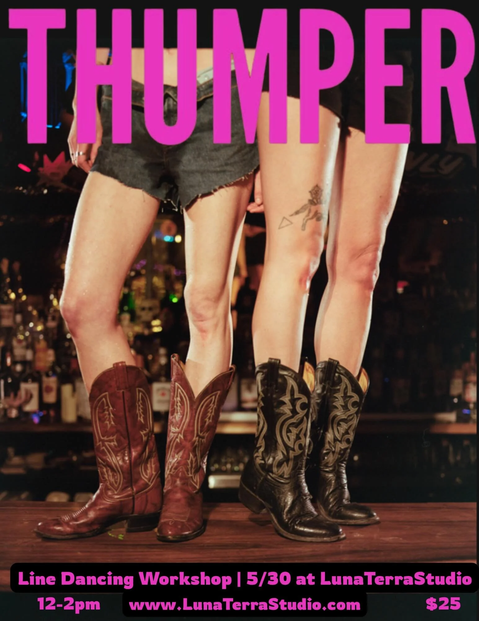 THUMPER LINE DANCE WORKSHOP?!?
Join Annie &amp; Sierra for a 2 hour Workshop Saturday May 30th from 12-2  @ LunaTerraStudio 👢🤠💕
This workshop is a great opportunity for experienced dancers who are new to this style and are looking to gain familiar