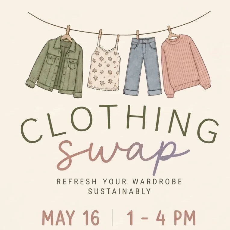 CLOTHING SWAP at LunaTerra 🌿

Bring clothes, take clothes, hang out. 
Refresh your closet + pass things on with love.

🗓 May 16 
🕐 1&ndash;4 PM 
📍 90 Bridge St, Westbrook

All are welcome 💫