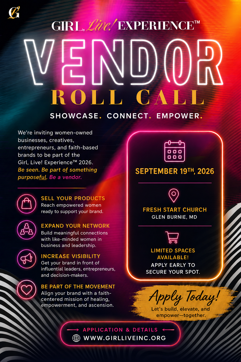 Vend at Girl, Live! Experience 2026