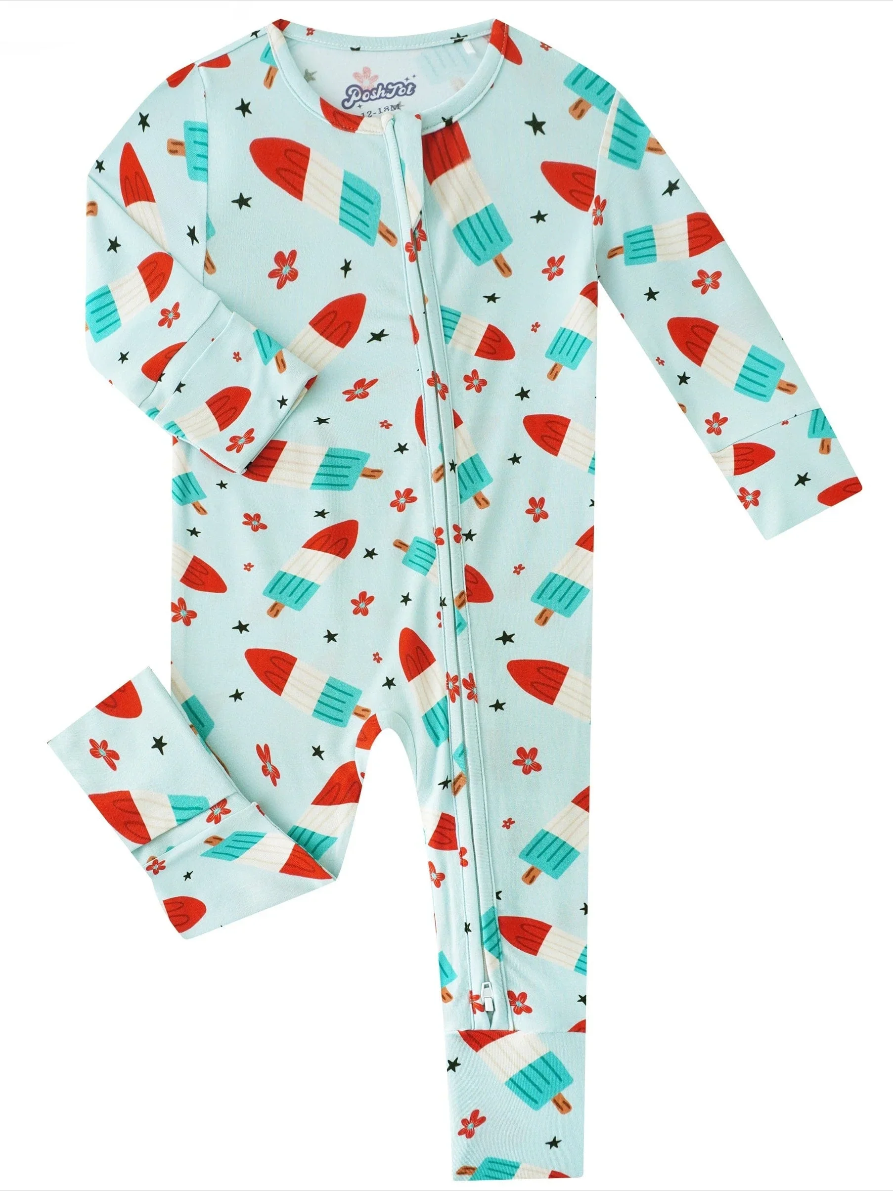 PoshTOT Bomb Pops Bamboo Baby Convertible Zippy Romper