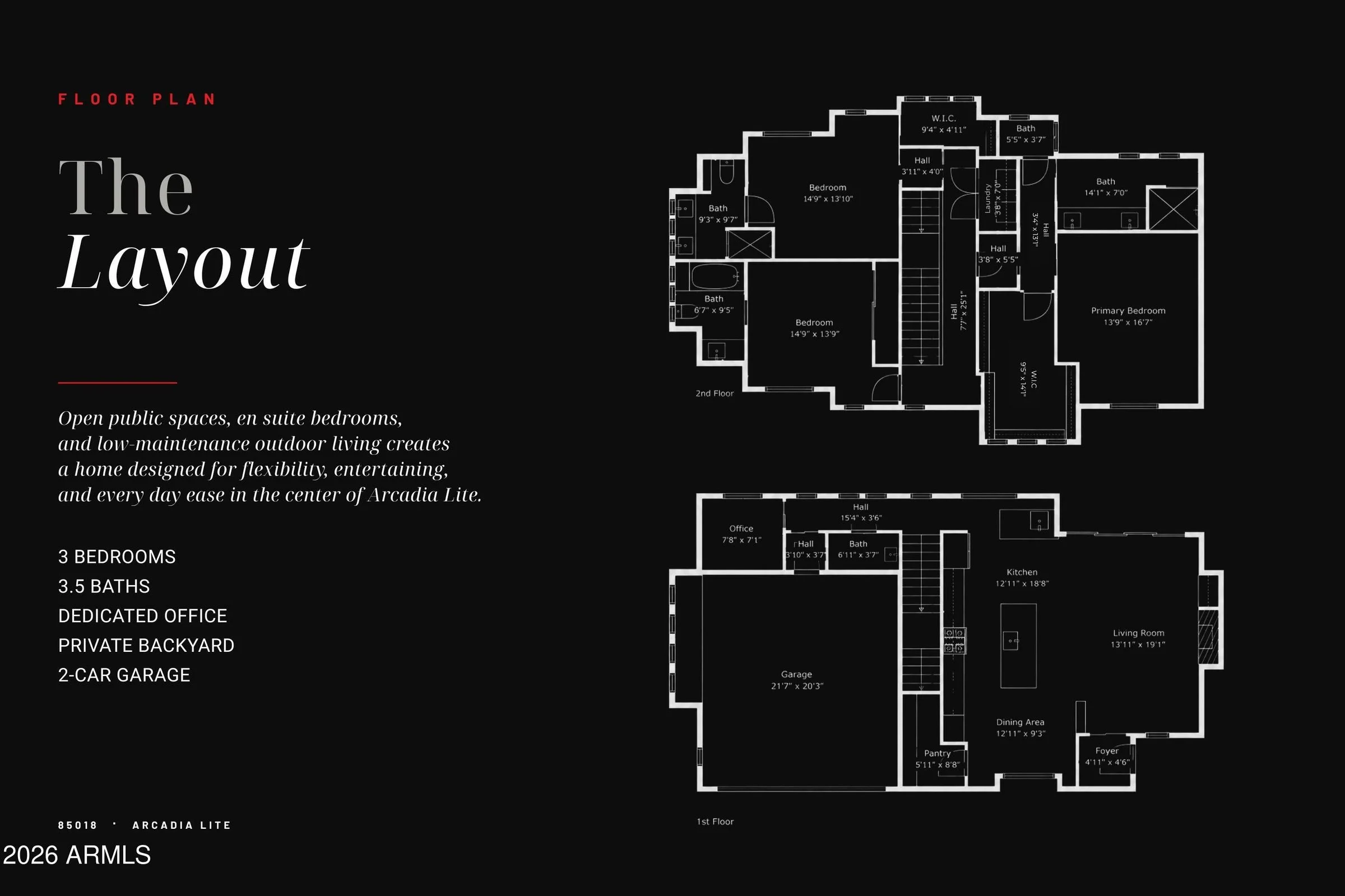Floor plan for 4017 N 40th Street #1, a single-family home with a townhome-style backyard in Arcadia Lite