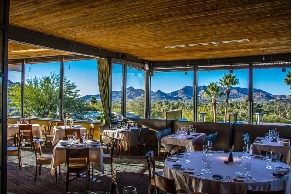 Fine dining restaurant overlooking the mountains in Paradise Valley, Arizona