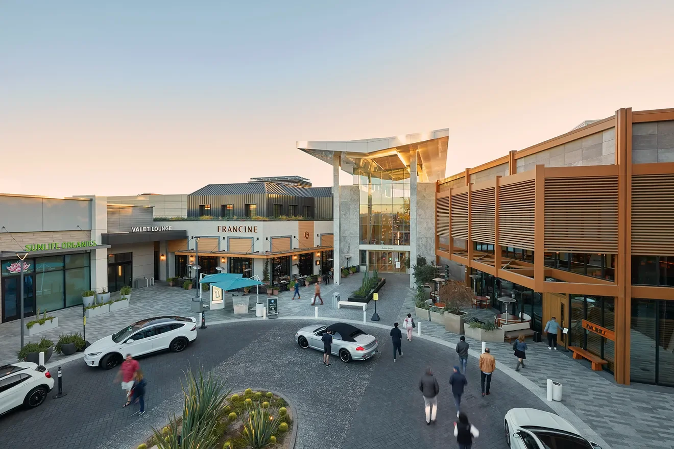 Exterior of Scottsdale Fashion Square's luxury wing, home to Hermès, Gucci, and Versace in Old Town Scottsdale