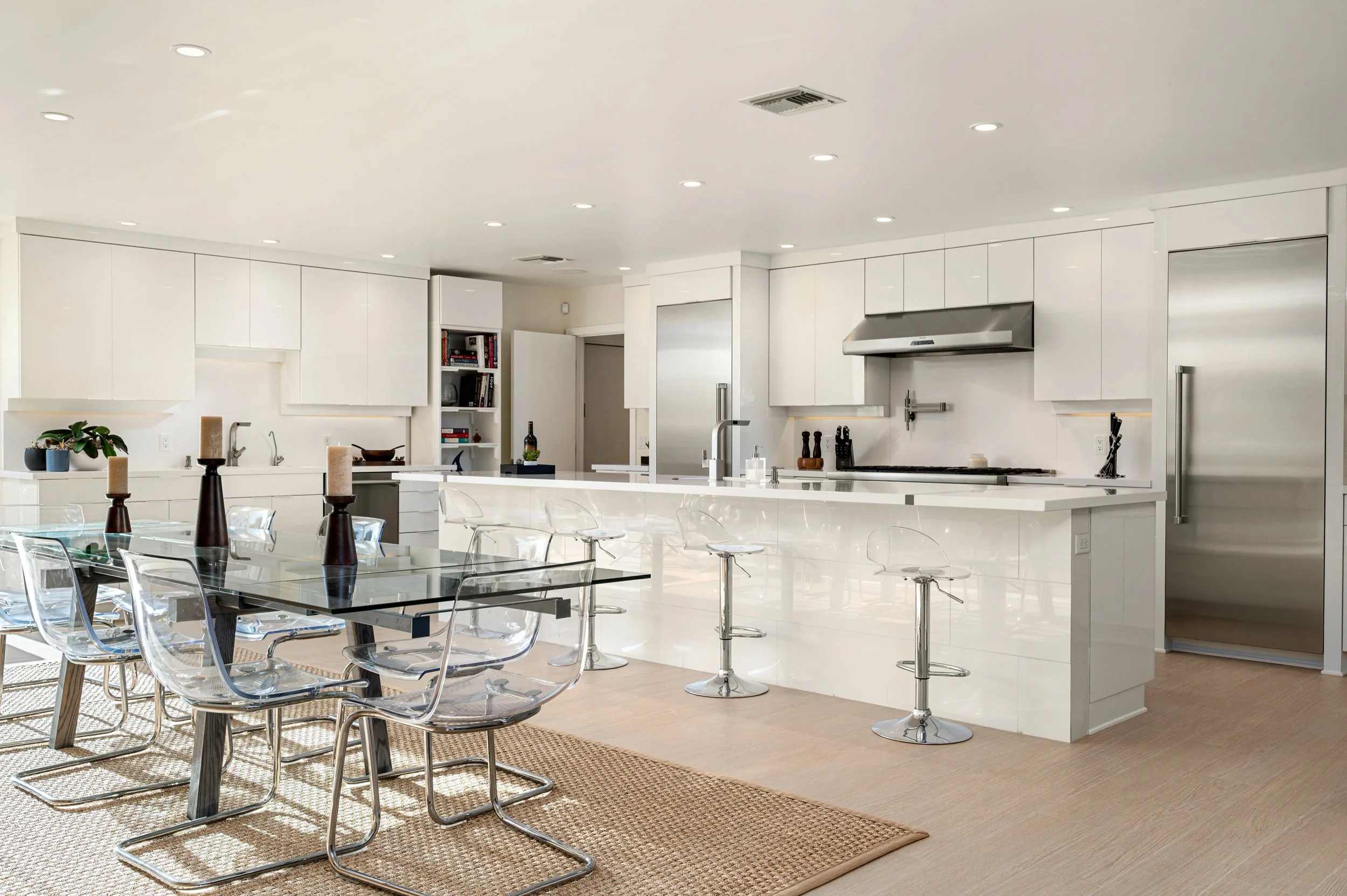 Luxury entertainer’s kitchen with expansive island and stainless appliances in Scottsdale AZ