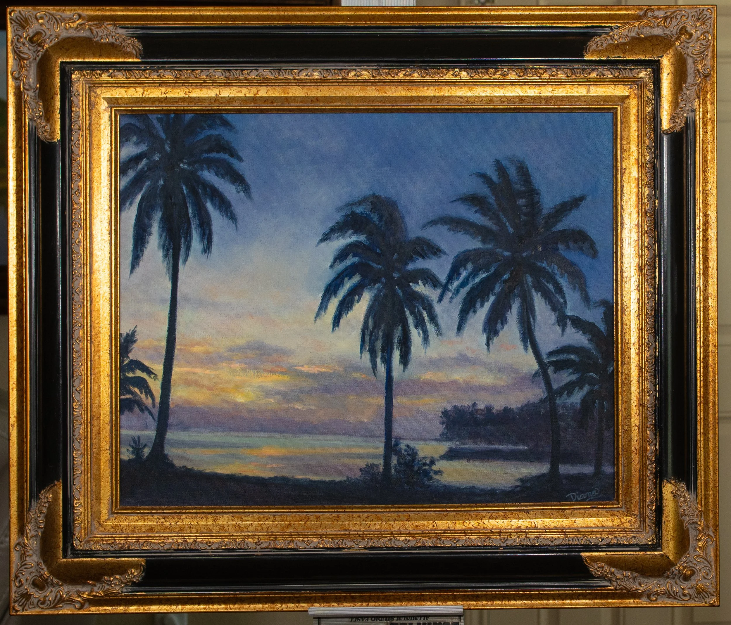 Tropical Sunset Framed Landscape Painting