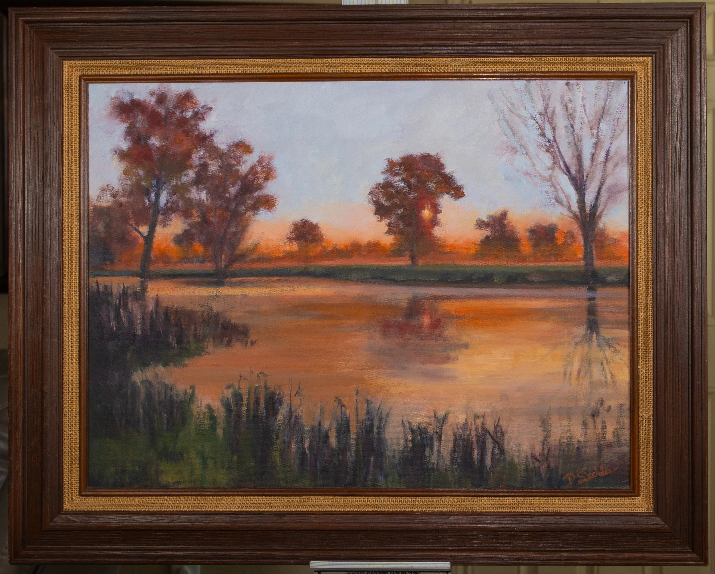 Tranquil Sunset Landscape Painting