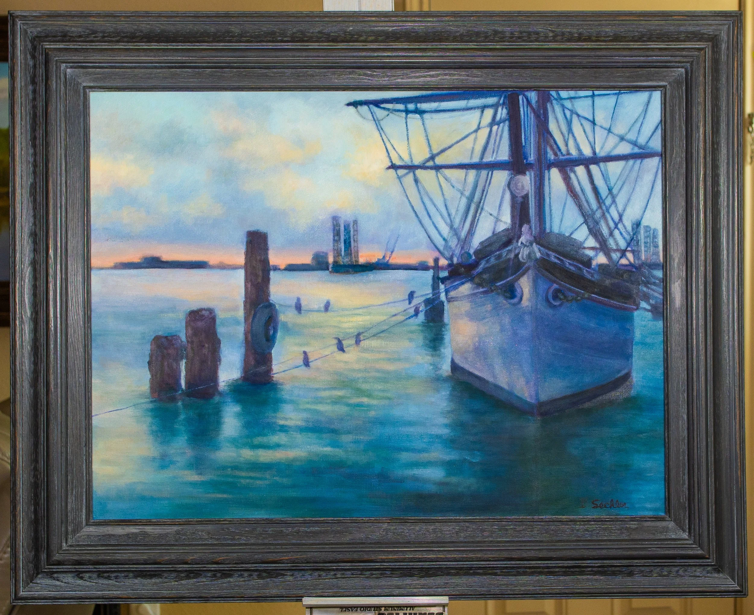 Serene Harbor Framed Art Painting