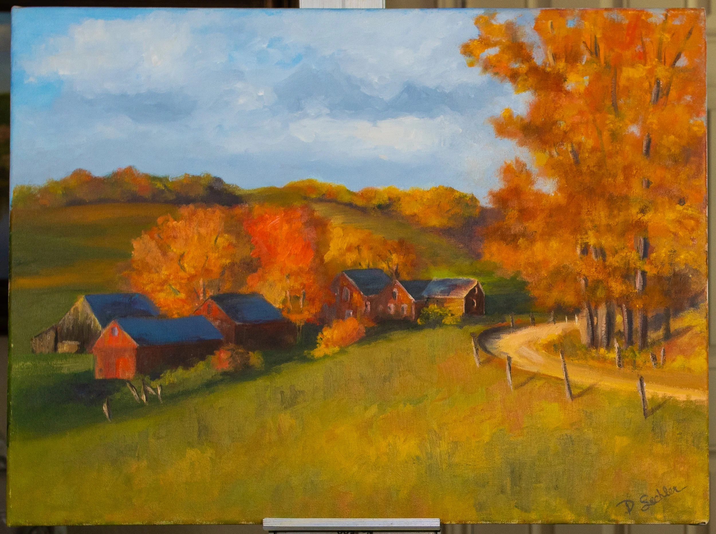 Golden Autumn Countryside Canvas Art
