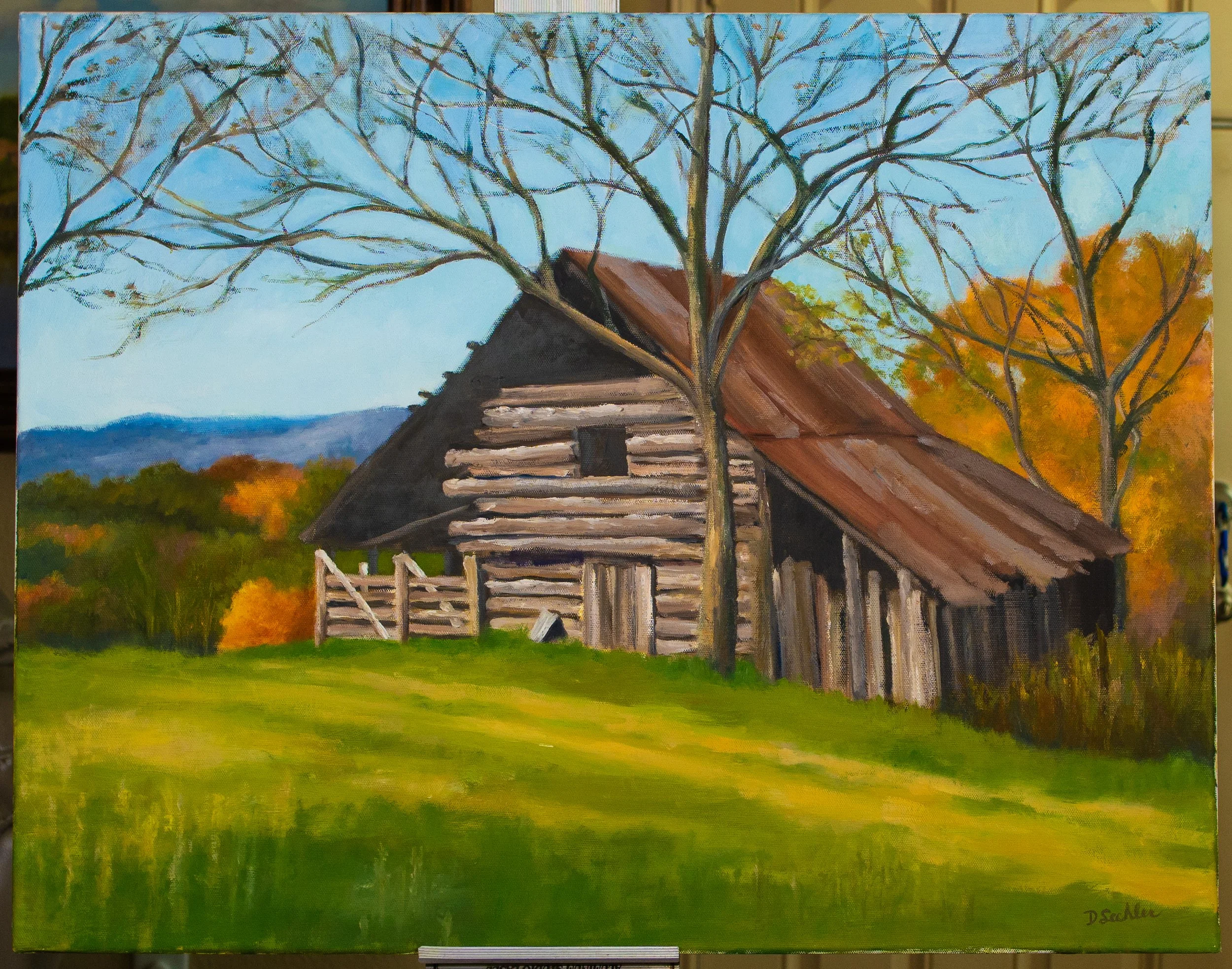 Rustic Autumn Cabin Canvas Print