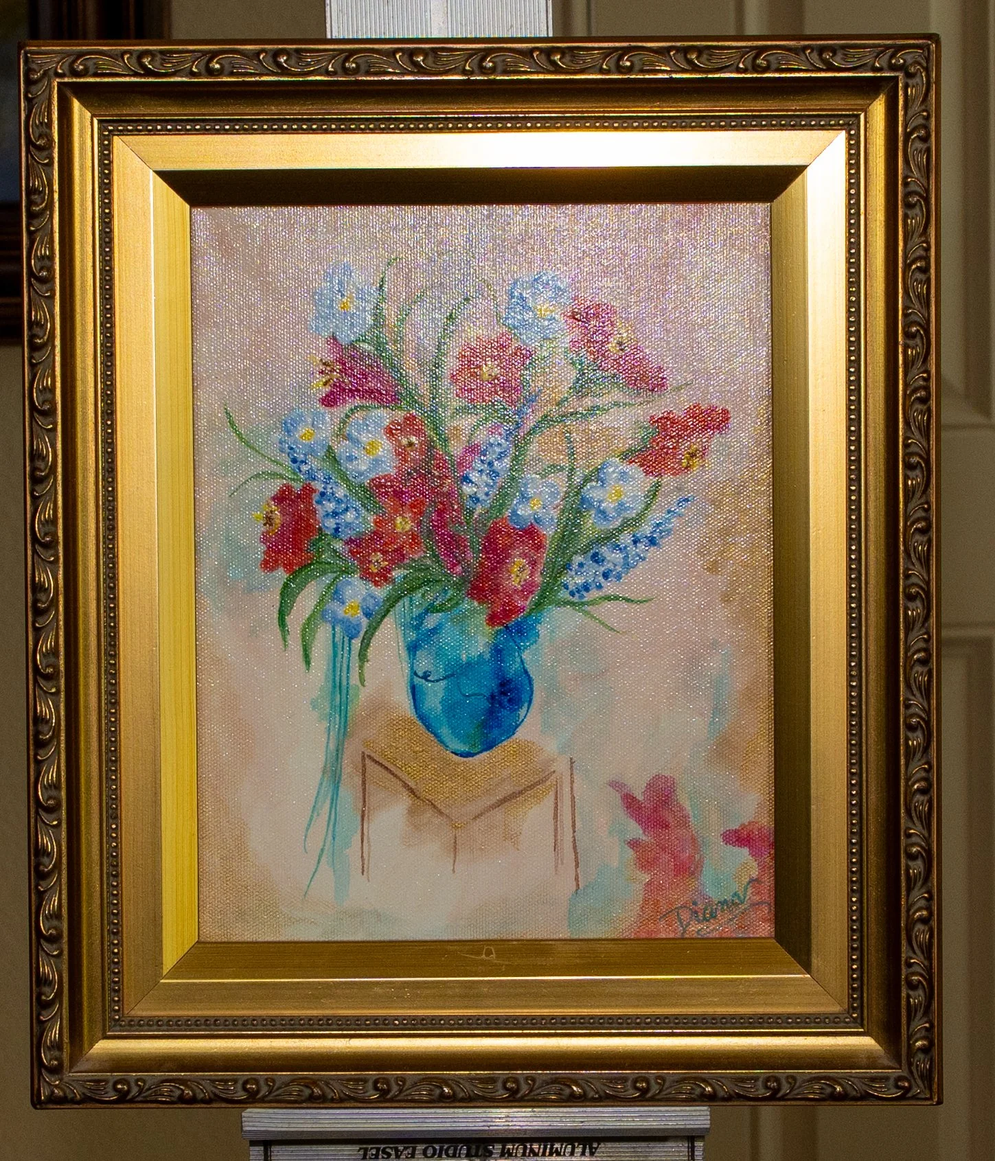 Golden Framed Watercolor Bouquet