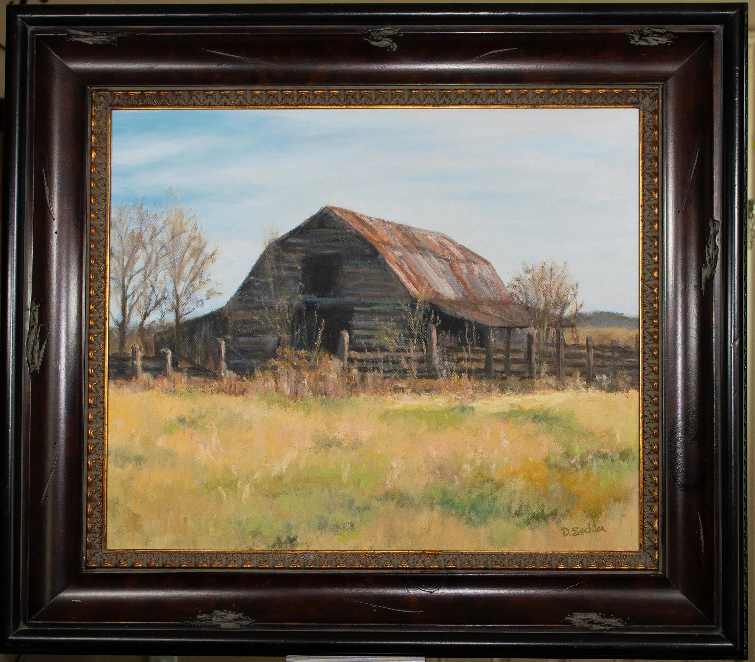 Rustic Barn Landscape Framed Painting
