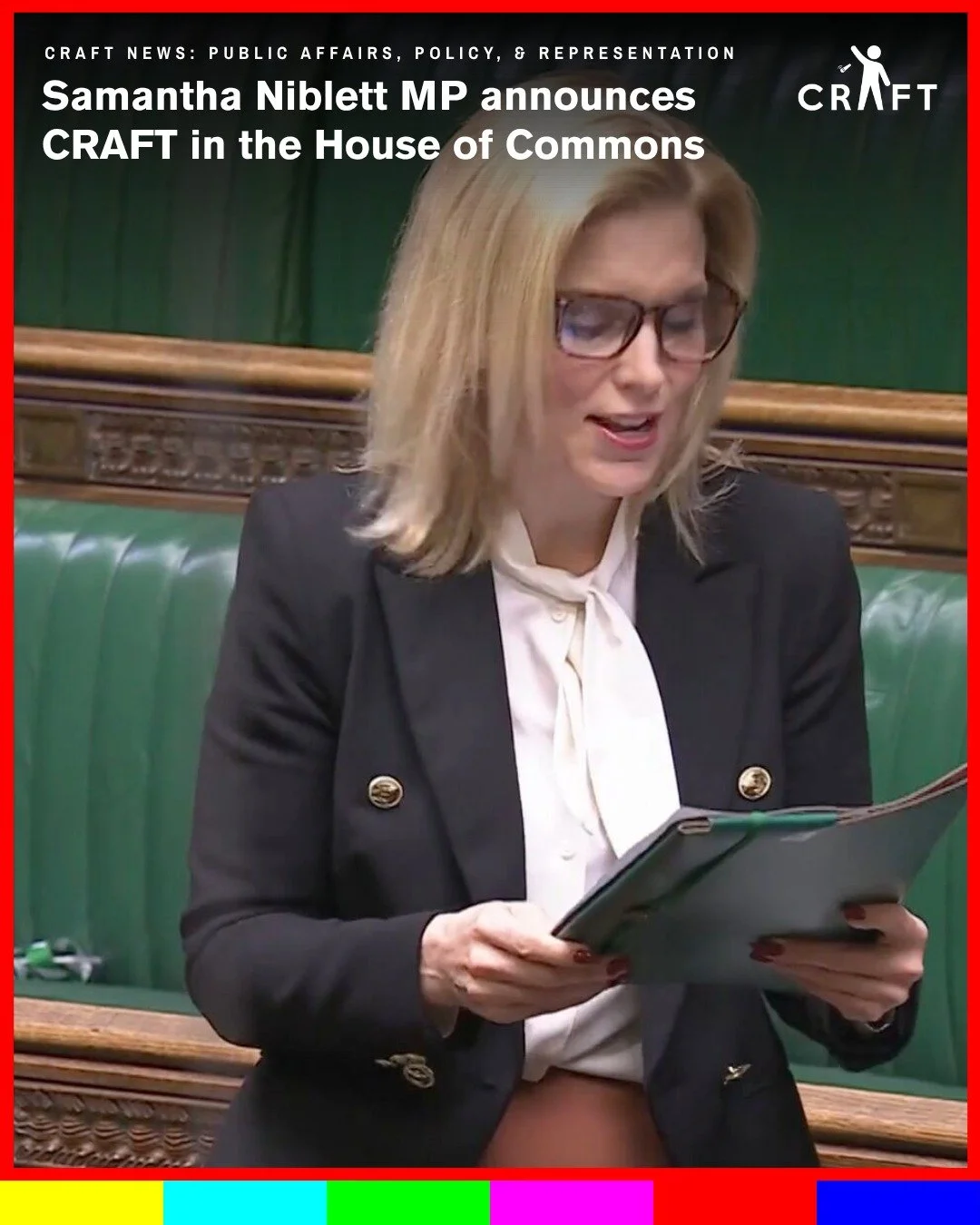 Parliament just heard something new: comedy has a new national body, CRAFT.

Our political patron Samantha Niblett MP announced CRAFT on the floor of the House of Commons &mdash; calling out comedy as a vital part of British culture that deserves pro