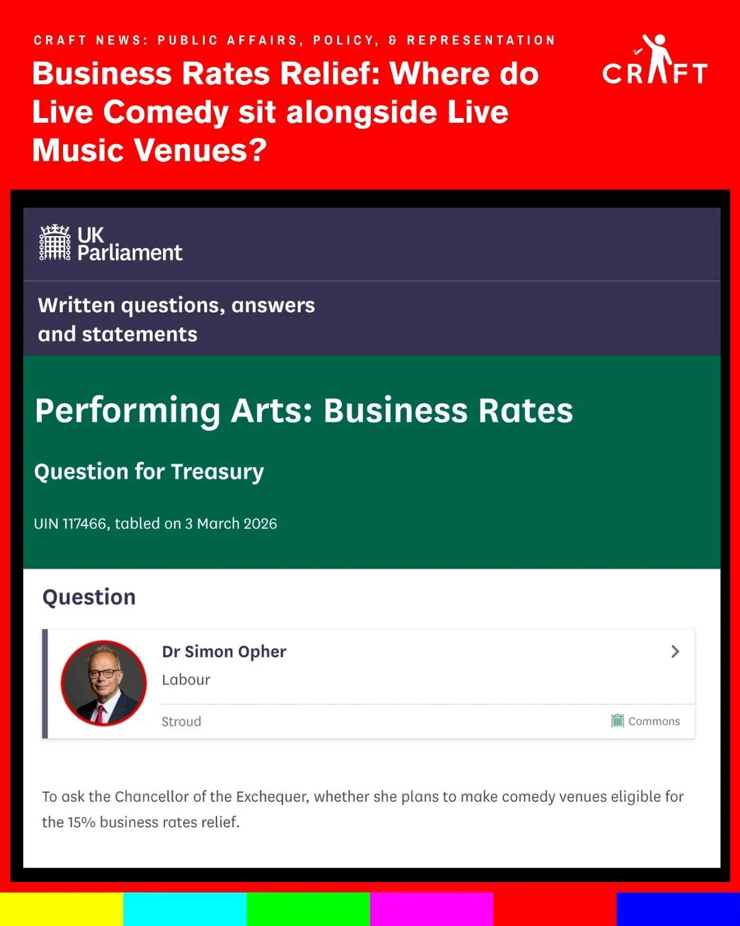 Comedy venues are more than just somewhere to have a laugh &mdash; they&rsquo;re part of our cultural infrastructure, our local economies, and our communities.

Our latest piece asks a simple question: if pubs and live music venues can benefit from b