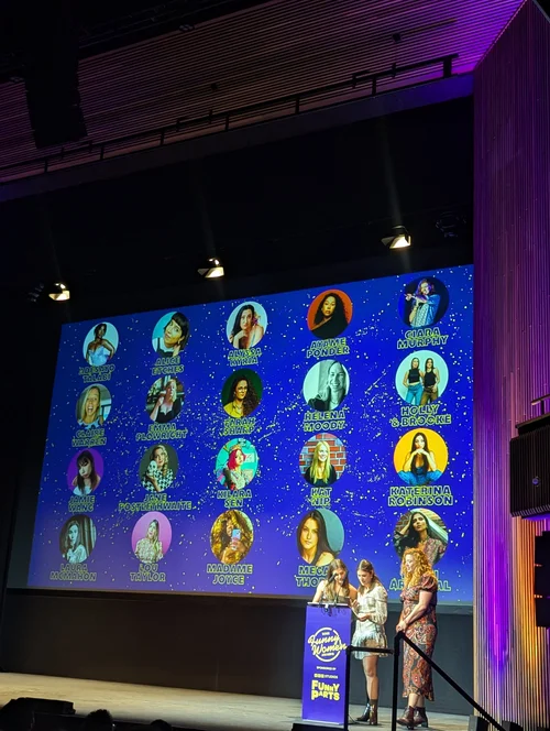 On stage at the Funny Women Awards 2025.