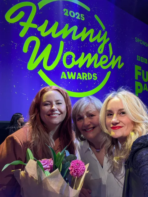 Lu Jackson with Lynne Parker and Amy Gledhill at the Funny Women Awards 2025.