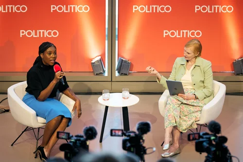 Kemi Badenoch MP in conversation with Anne McElvoy at POLITICO’s London Playbook Live. Photo: POLITICO.