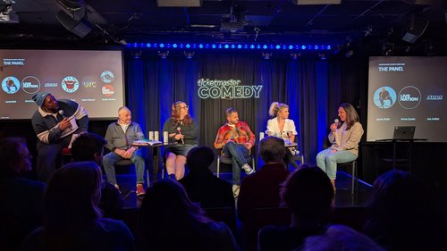 The industry panel at Ticketmaster’s Comedy Mixer, The Comedy Store.