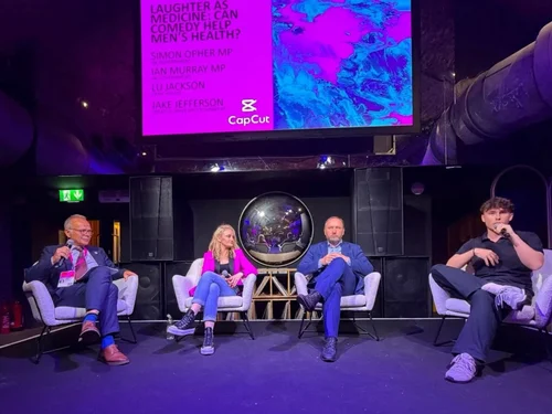 Dr Simon Opher MP, Lu Jackson, Ian Murray MP and Jake Jefferson at SXSW London 2026: Laughter as Medicine — can comedy help men’s health?