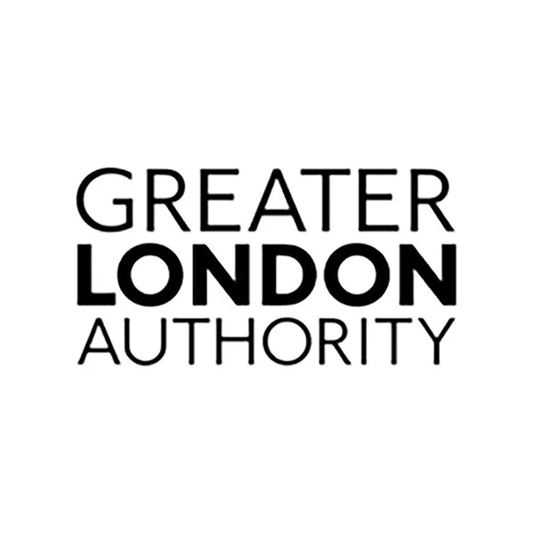 Logo for Greater London Authority with black text on white background