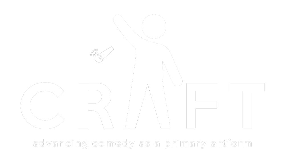 Logo for CRAFT with a stylized human figure holding a microphone, and the tagline 'advancing comedy as a primary artform'.