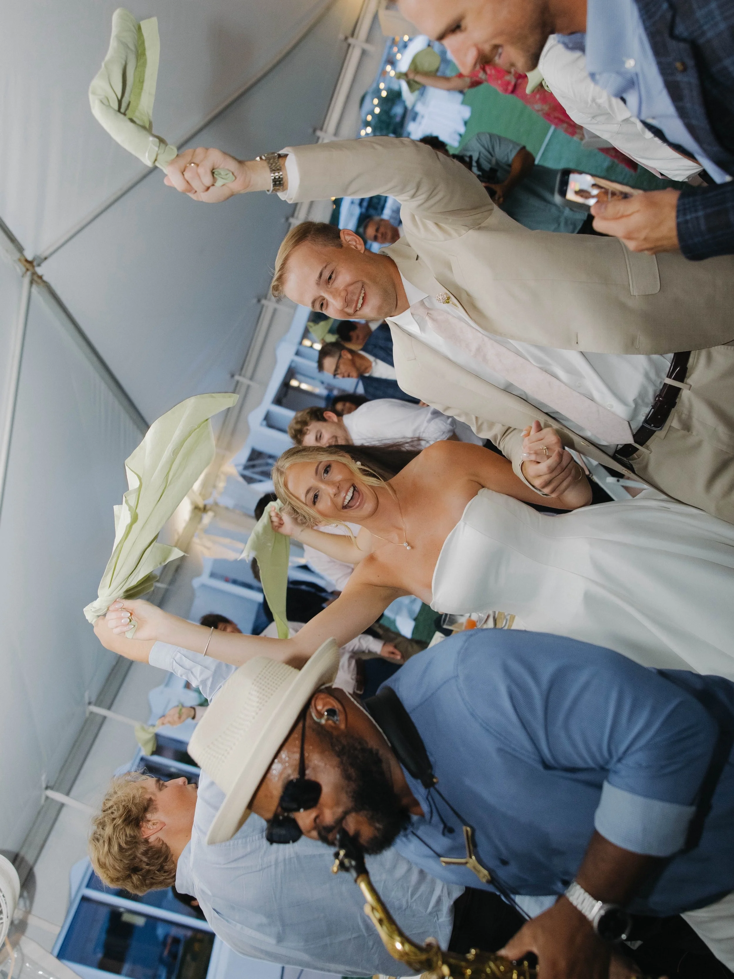 Leading the couple into the party!!🎷
-
Planning &amp; Coordination | @rsgweddings.events 
Venue &amp; Catering | @cavaliergyc 
Florist | @gather.floral 
Entertainment | @eespecialevents @ezraonsax
Photography | @faithwestphotography
Videography | @f