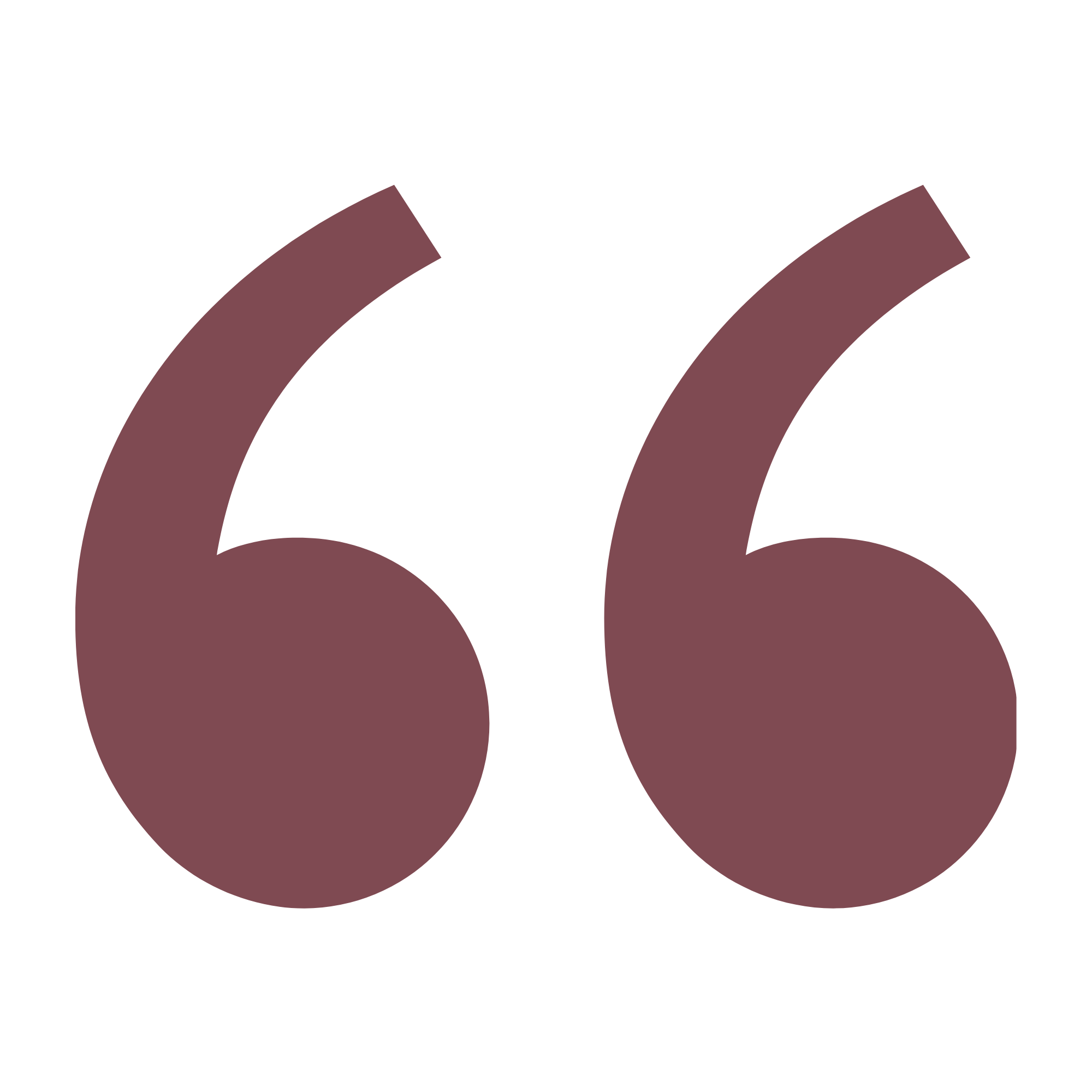 Large pair of quotation marks in dark mauve color on a black background.