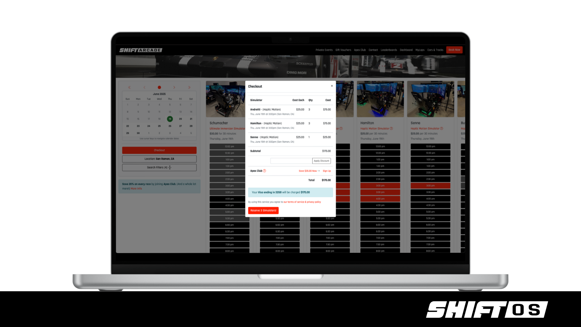 Image shows the reservation screen for ShiftOSW