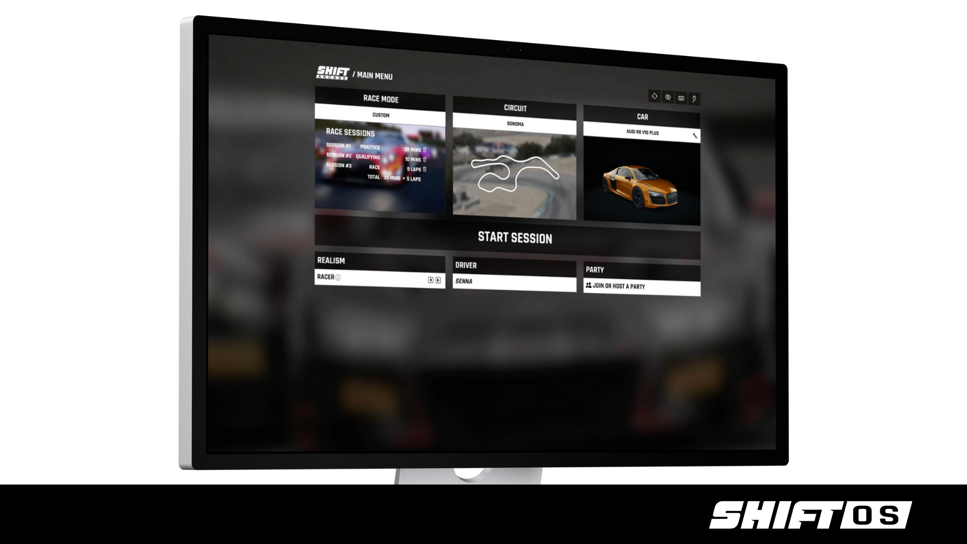 Image shows the Assetto Corsa launcher home screen