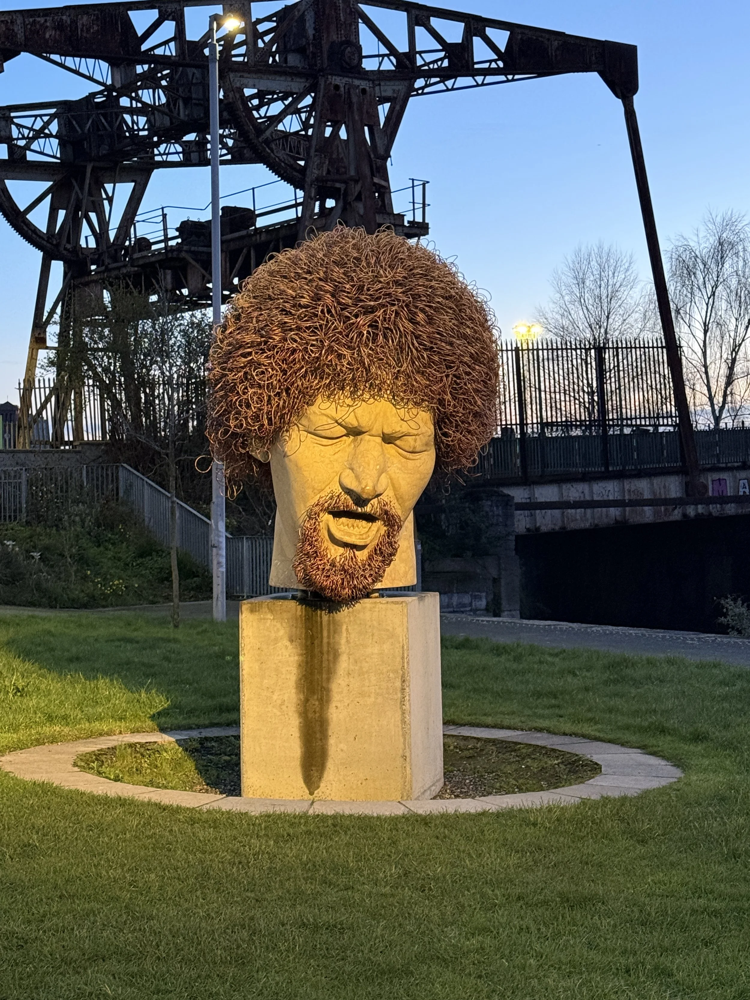 Statue of luke kelly's head in song