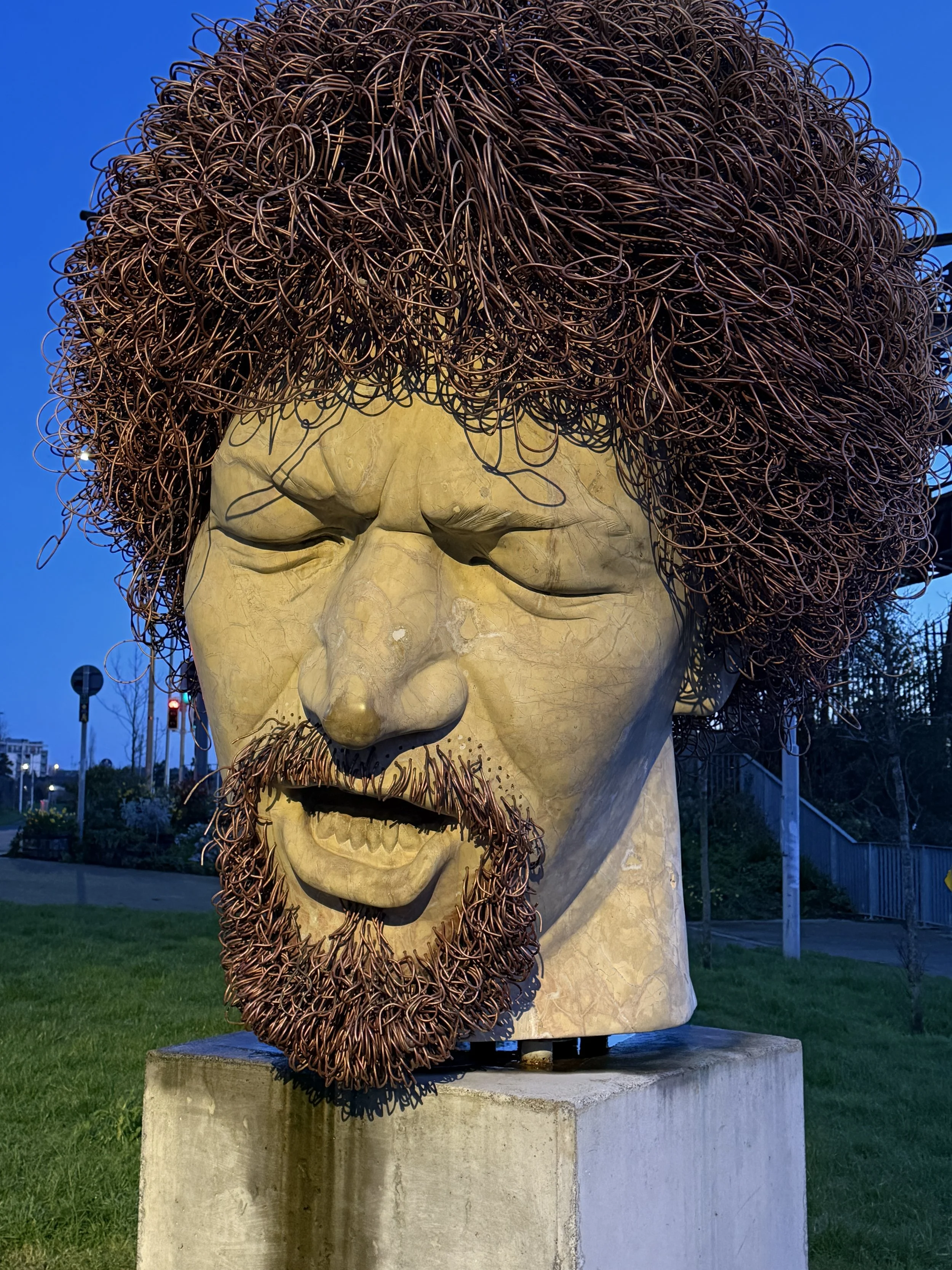 Statue of luke kelly's head in song - another angle
