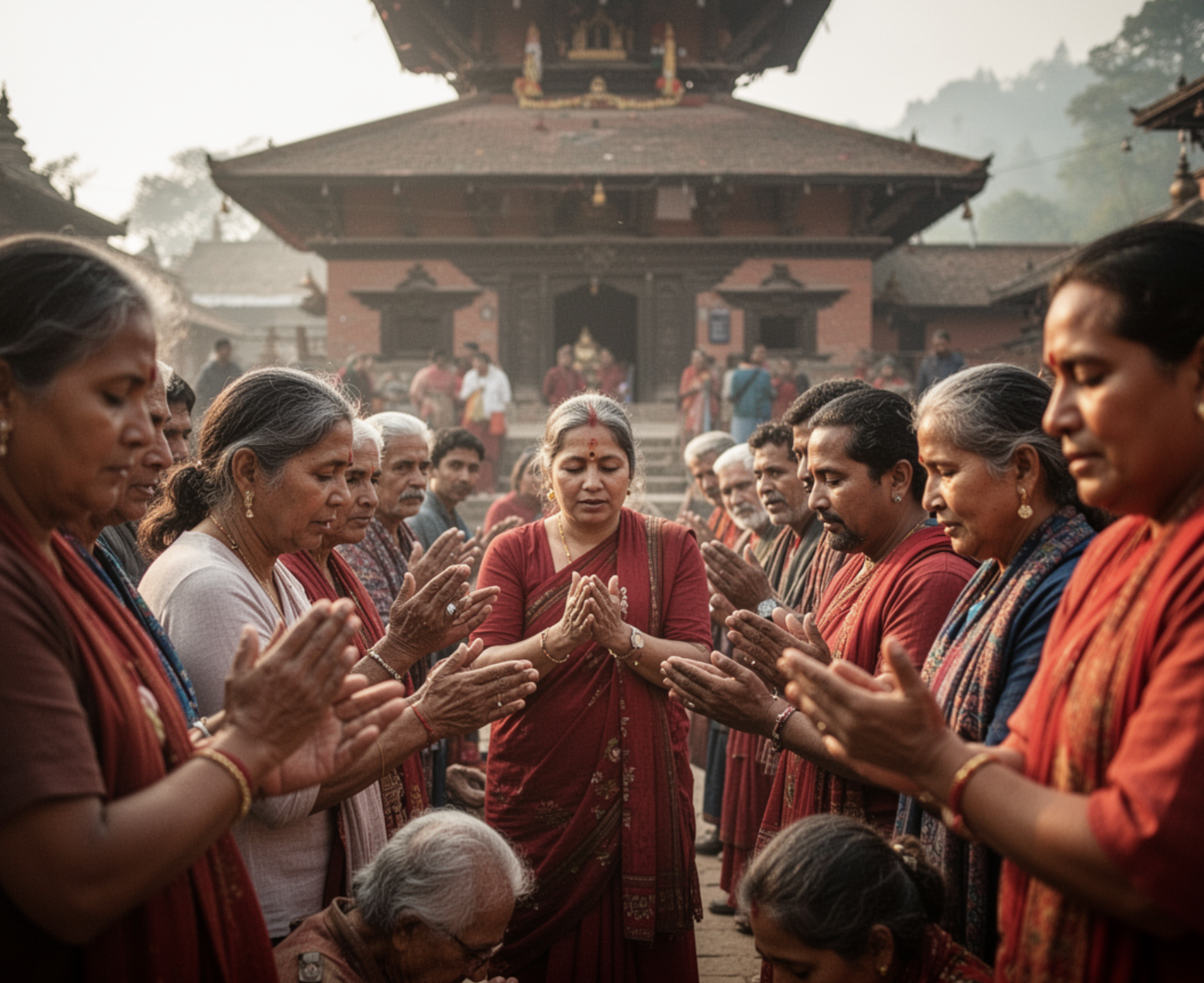 Nepali women temple ritual puja