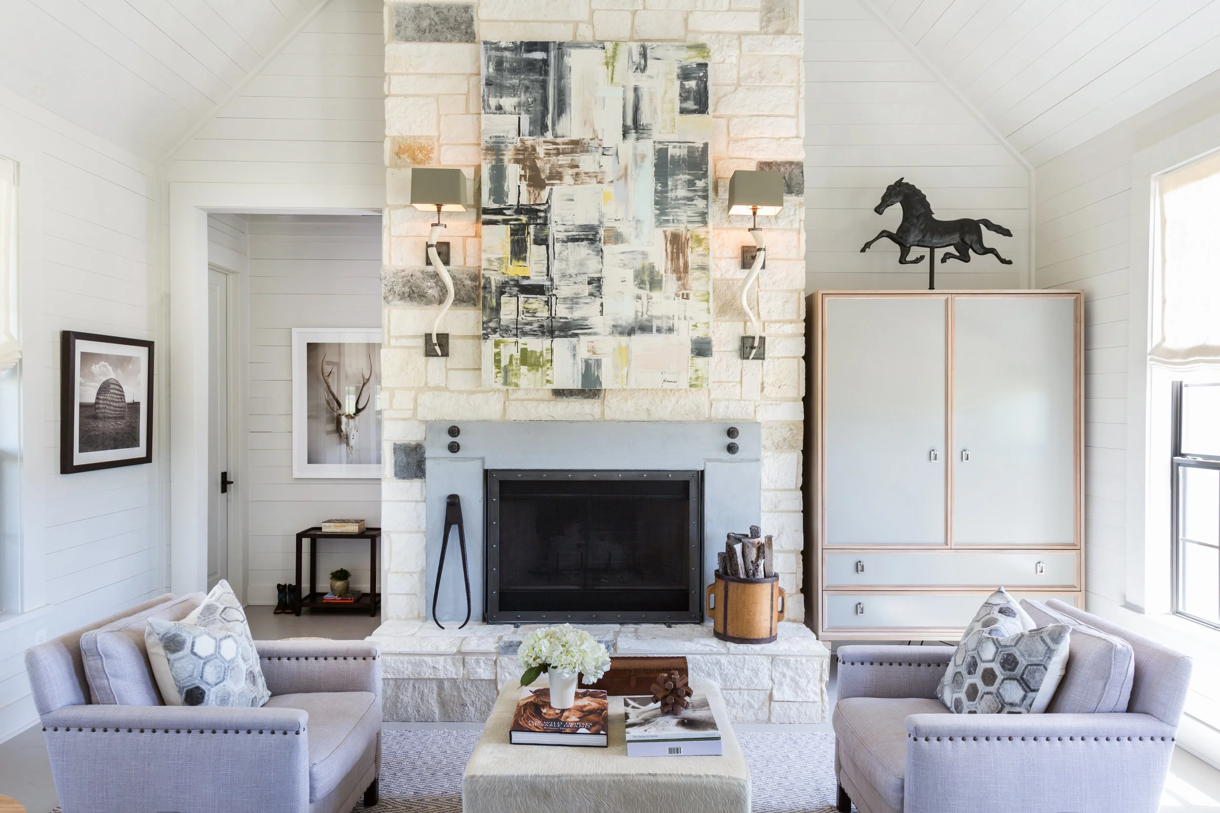 I wouldn't expect to find soft lilacs and blue-grays in a farmhouse, and that's exactly what I love about this.
