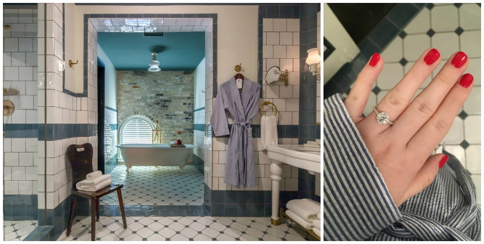 Hard to decide what to keep staring at,&nbsp;the ring or the room??? [Left Photo Source: The Hotel Emma]