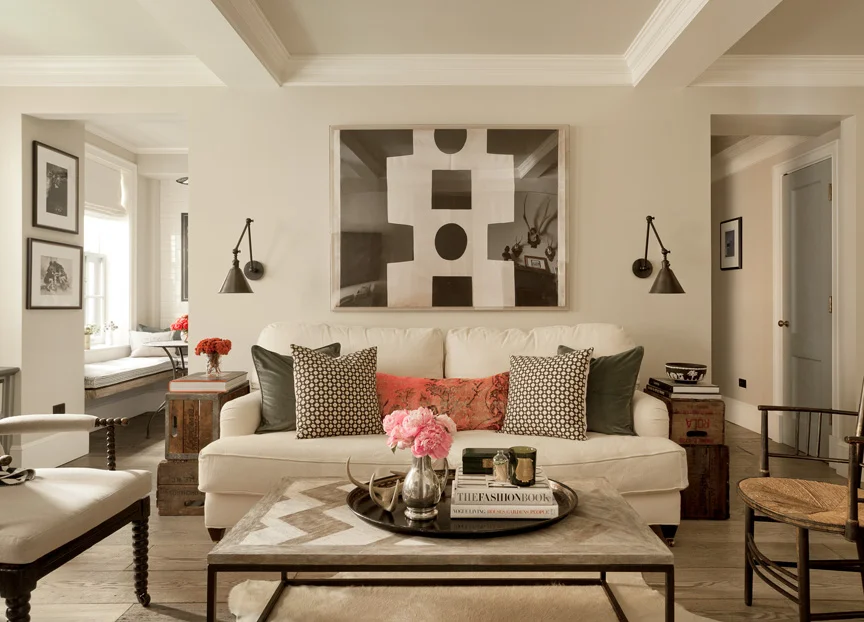Design tip: if you often use your coffee table for snacks, board games, or to kick your feet up on, keeping your accessories on a tray helps keep the surface clear at a moment's notice (and sure is pretty to look at!)