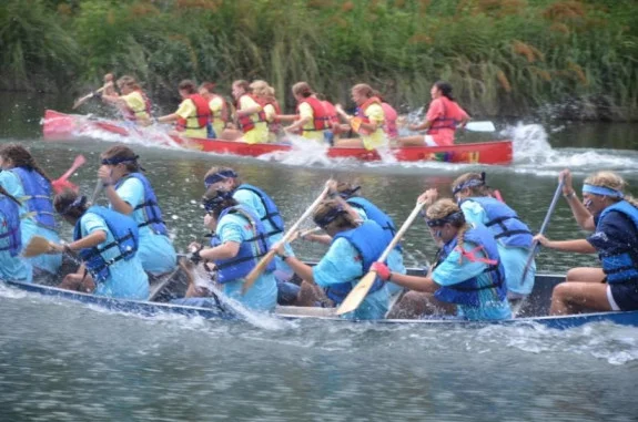The two tribes, Kiowas and Tonkawas, battle it out during War Canoe