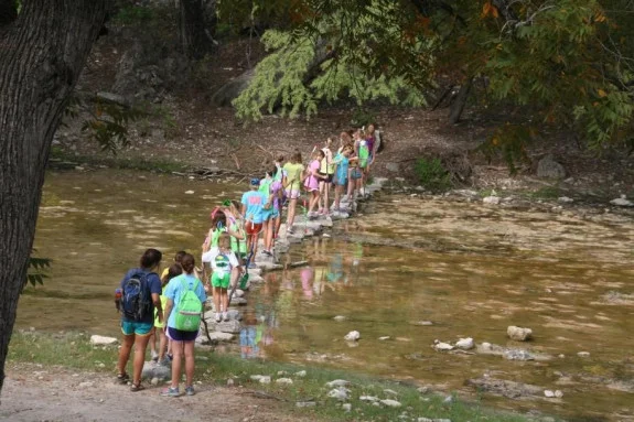Young campers exploring