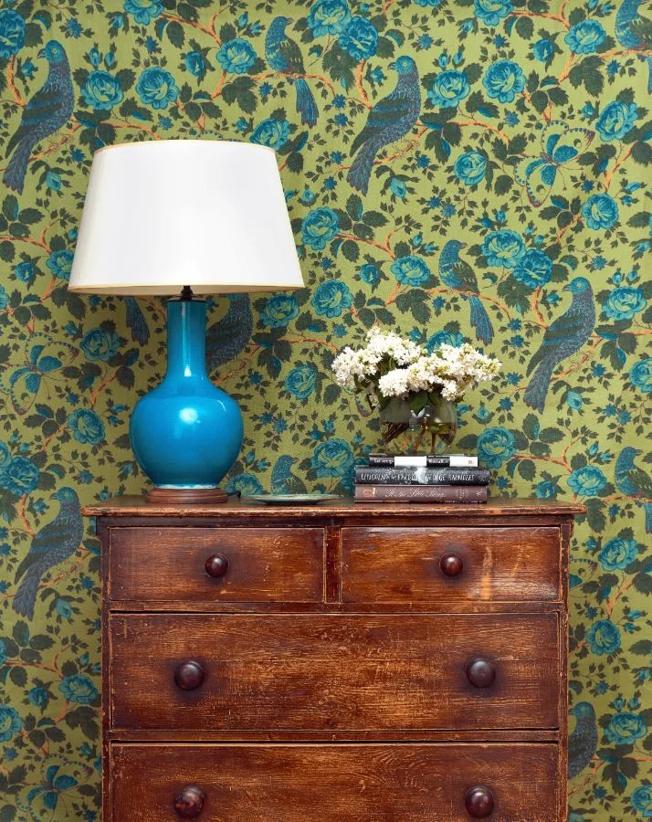 Wallpaper from Schuyler’s textiles line. Source: Architectural Digest