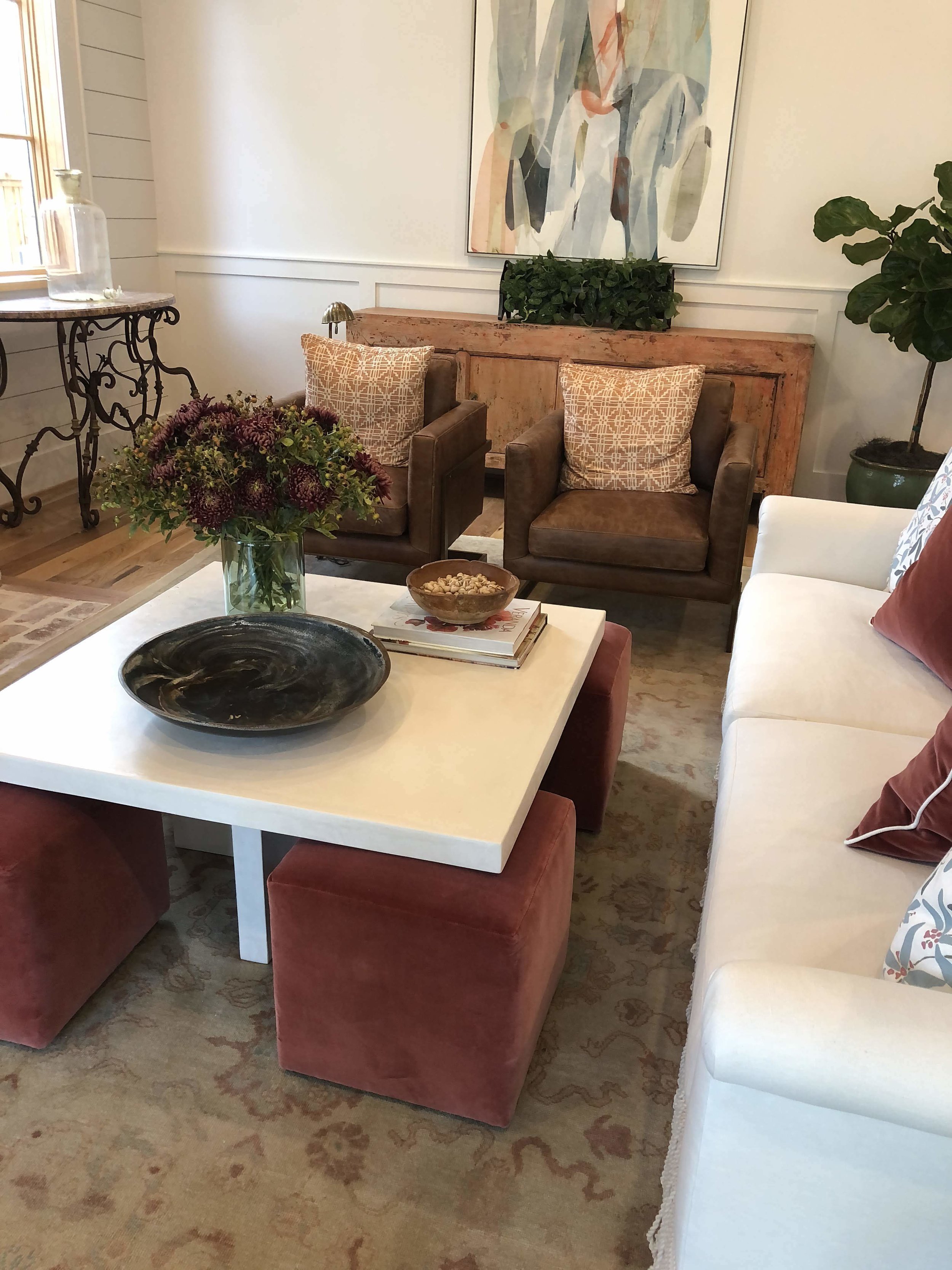 Lindsey had the coffee table custom made by Segreto.