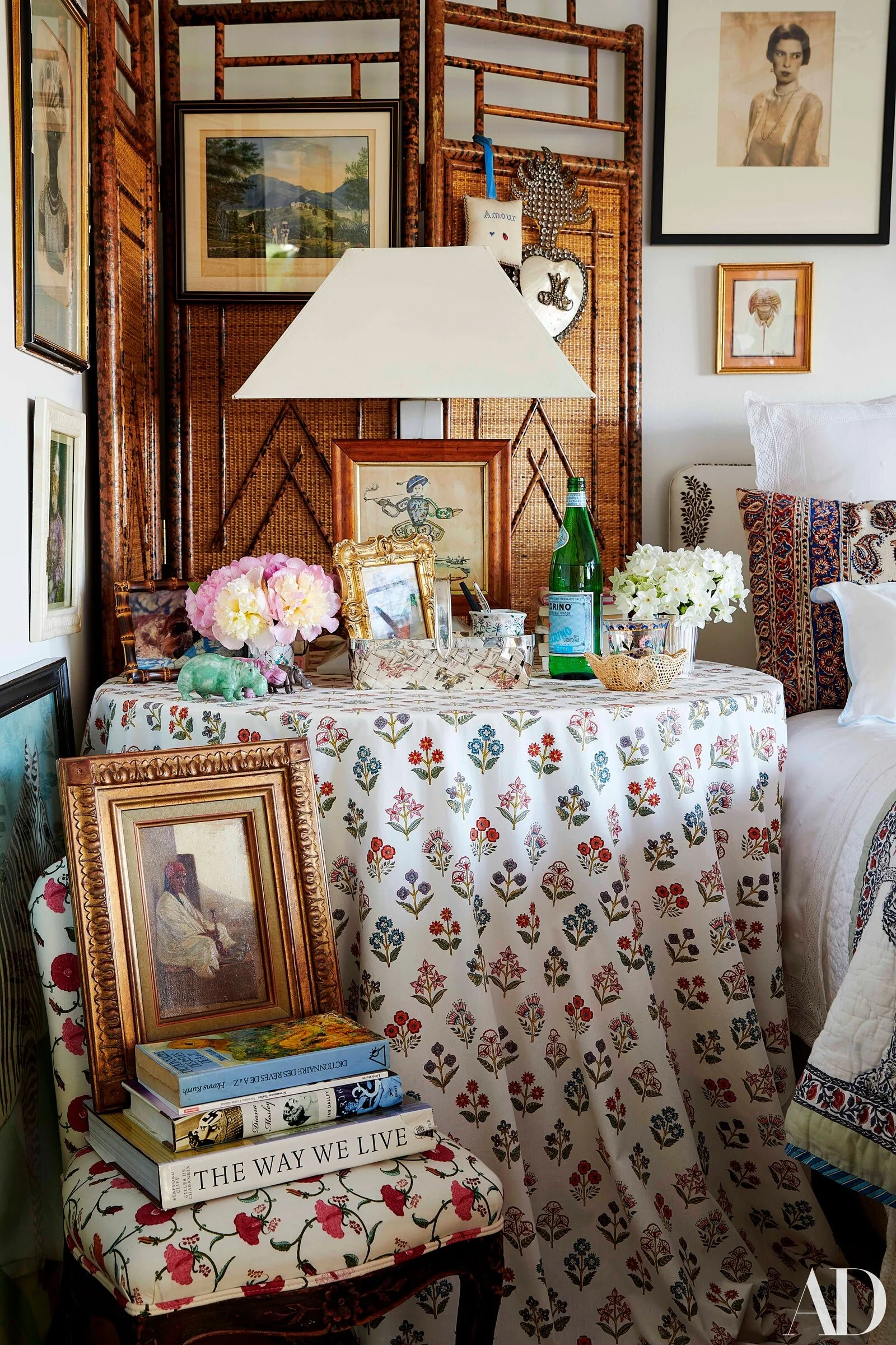 A bedside vignette in Rebecca de Ravenel's L.A. house via Architectural Digest