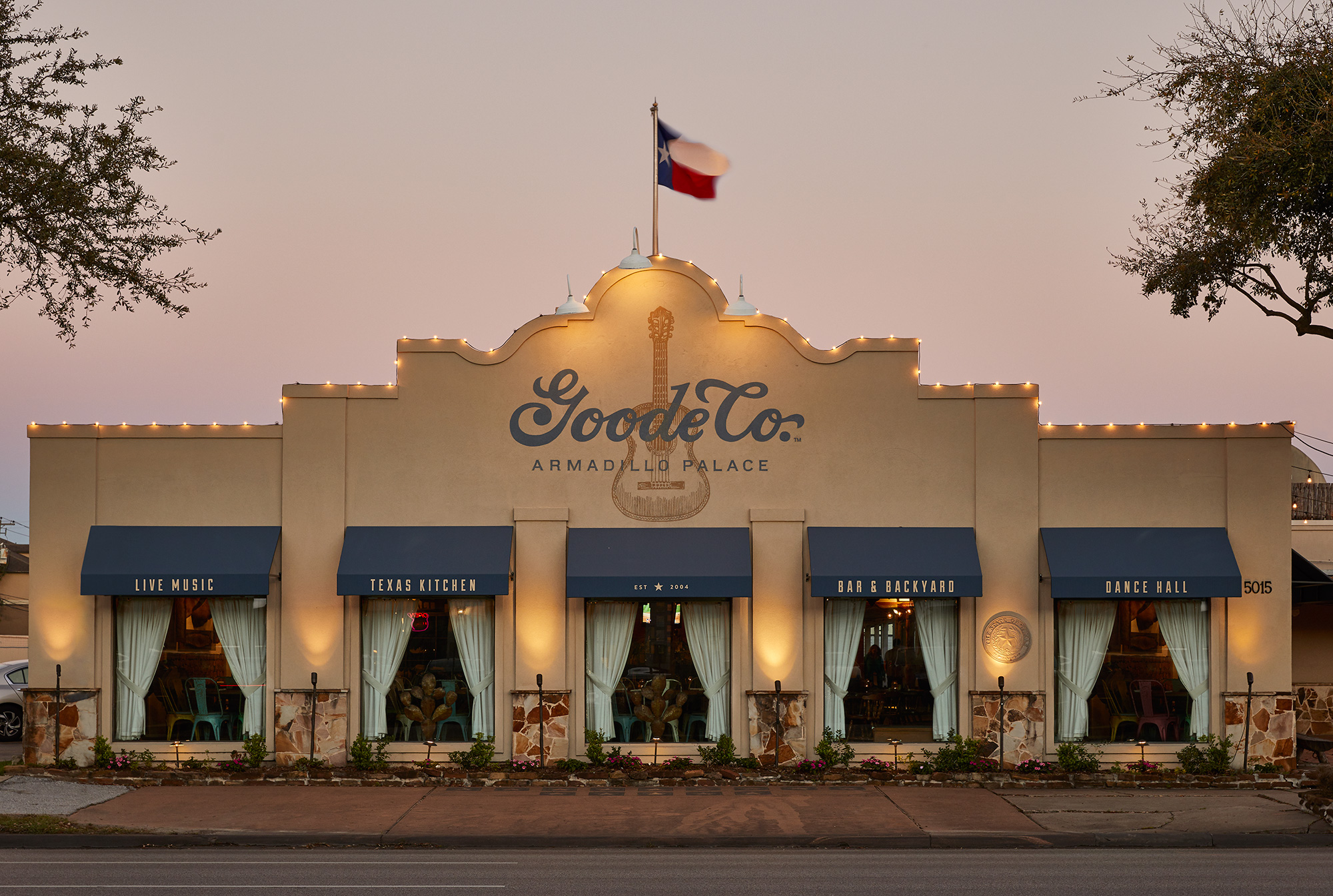 Located on bustling Kirby Drive, Armadillo Palace somehow still feels like a neighborhood bar. Principle describes it  as "a celebration of true Texas food, music and culture."