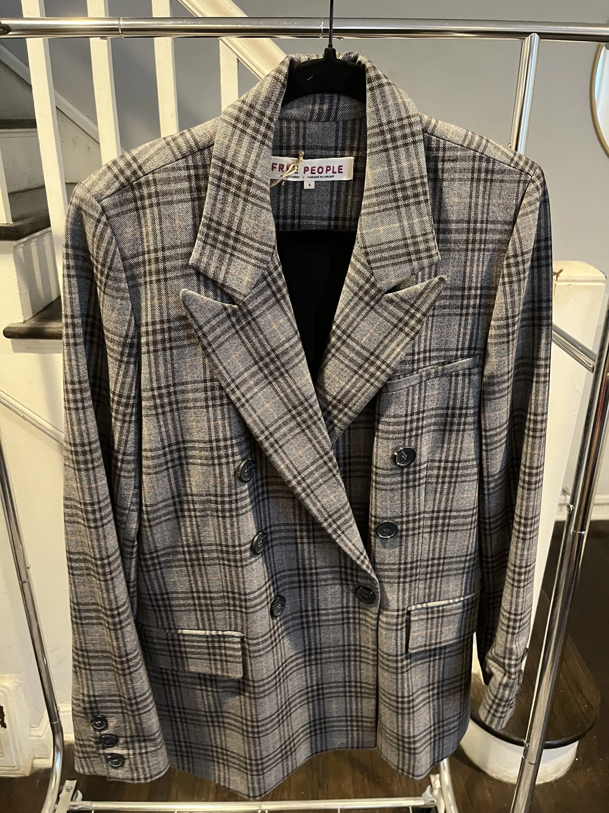 Free People Plaid Blazer