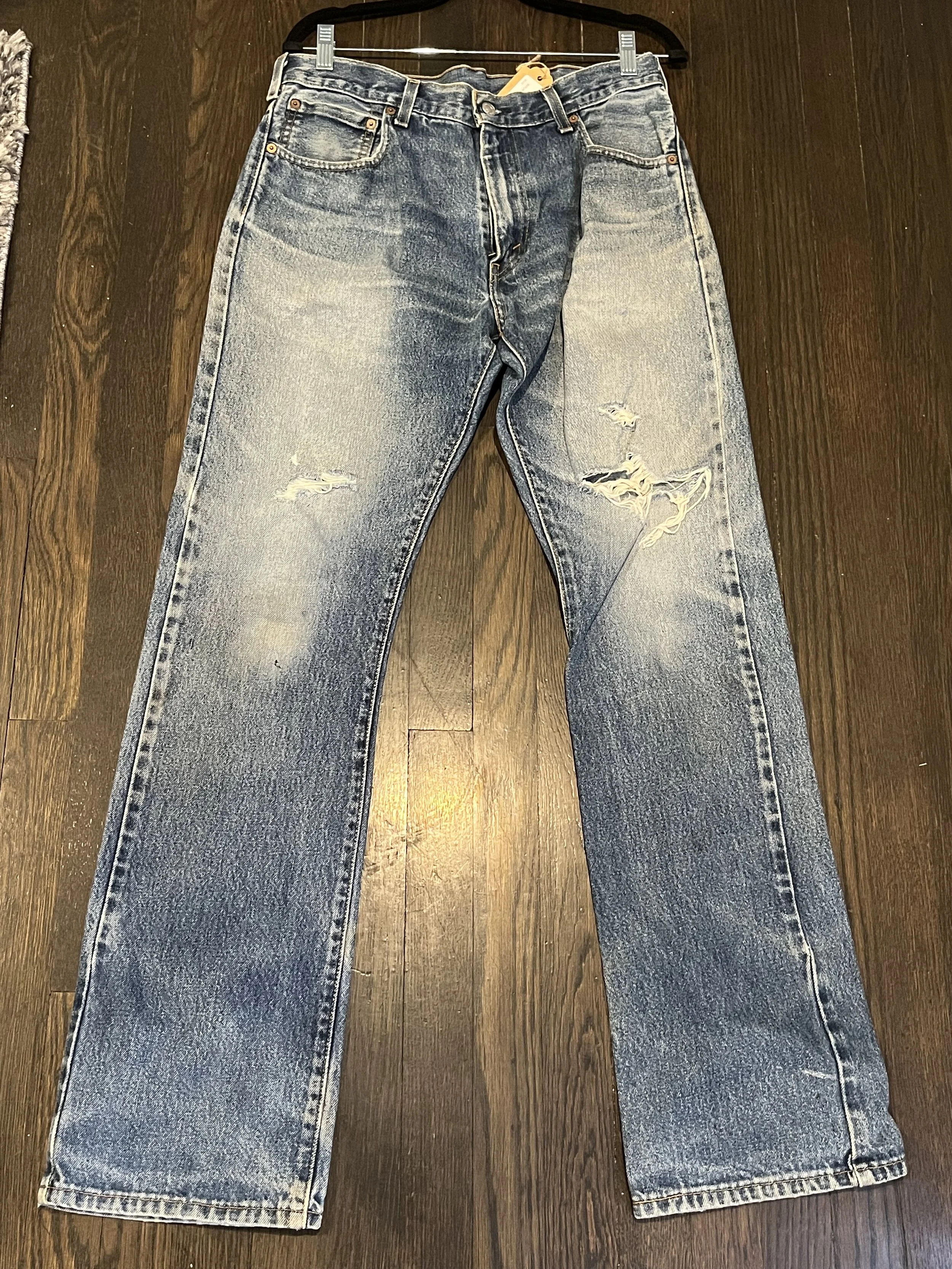 Levi's Distressed Straight-Leg Jeans
